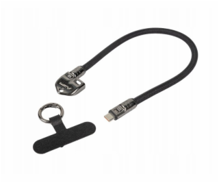 Lanberg Kabel USB-C M/M na krk/klíčenku 0,3 m 240 W černý
