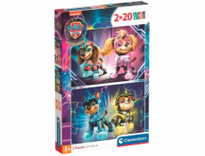 Clementoni - Puzzle 2x20 Tlapková Patrola ve velkofilmu