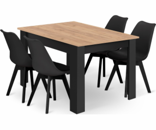 Leobert Set obdélníkový stůl 120x80 řemeslný + 4 židle MA...