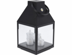 Lucerna černá s 3 LED svíčkami 25 cm KO-ANX000860