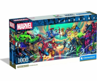 Clementoni - Puzzle 1000 Panorama Marvel Hrdinové vs. Záp...