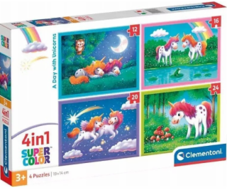 Clementoni - Puzzle 4v1 Den s jednorožci