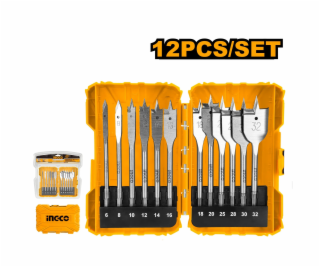 Ingco AKDL1201 Vrtáky do dřeva ploché, sada 12ks, O 6-32x...