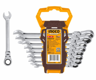 Ingco HKSPAR1083 Klíč očkoplochý račnový CrMo 8-19mm 8ks,...