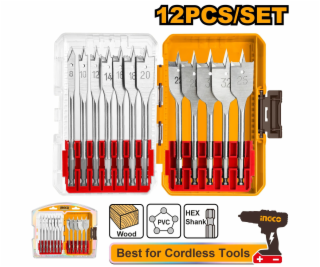 Ingco vrtáky do dřeva ploché, sada 12ks