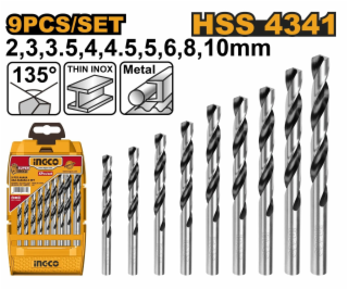 Ingco sada vrtáků spirálové HSS 9 ks