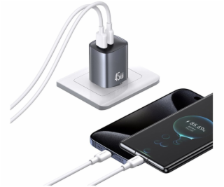 USAMS T66 45W GaN CC290 USB-A + USB-C Rychlonabíječka do ...