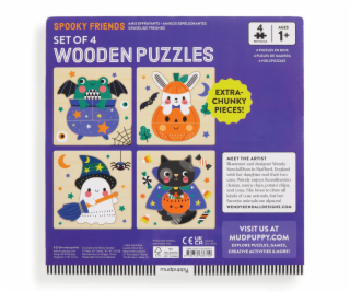 Mudpuppy Dřevěné puzzle sada 4 puzzle Halloween