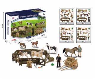 Zvířátka z farmy - Sada s koňmi a výběhem 4 druhy V2