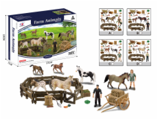 Zvířátka z farmy - Sada s koňmi a výběhem 4 druhy V2