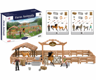 Zvířátka z farmy - Velká ohrada pro koně s jezdcem 2 druhy