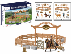 Zvířátka z farmy - Ohrada pro koně s jezdcem 2 druhy