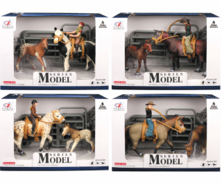 Zvířátka z farmy - Set koně s jezdcem a hříbátkem 4 druhy