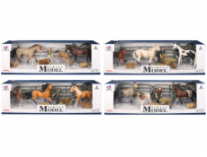 Zvířátka z farmy - Set koní s hříbátkem a krmením 4 druhy