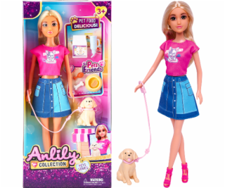 Panenka s pejskem na vodítku