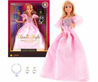 Módní panenka ve společenských šatech - růžové šaty