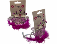 Čelenka Happy Birthday s fuchsiovým peřím