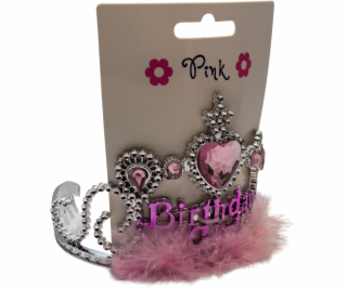 Čelenka Happy Birthday s růžovým peřím
