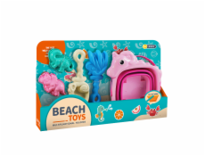 Sada na písek - Skladaci kyblik Jednorožec s příslušenstvím 5 ks