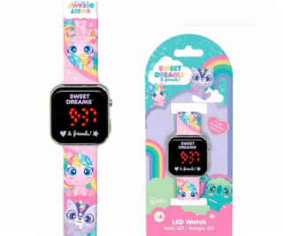 Růžové LED hodinky s kalendářem a jednorožcem Sweet Dreams
