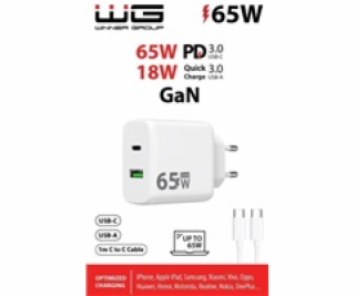 WG - Síťová nabíječka GaN 2x USB 65W, 1x USB-C PD 65W + 1...