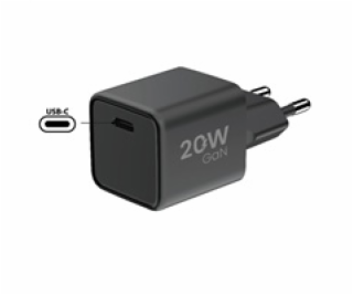 WG - Síťová nabíječka GaN 1x USB-C, PD 20W, 5V-9V-12V, černá