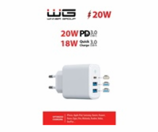 WG - Síťová nabíječka 3x USB, 1x USB-A QC 3.0 + 1x USB-A ...