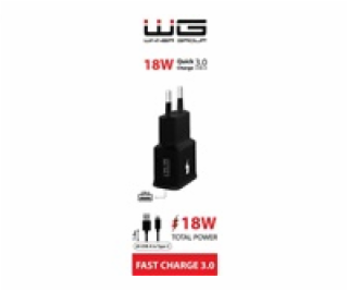 WG - Síťová nabíječka 1x USB-A, Quick Charge 3.0, 5V-9V-1...