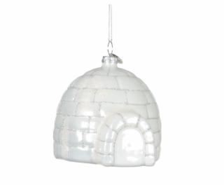 Vánoční hračka na stromeček, bílá, 8,1 cm, sklo