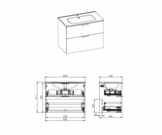 SKŘÍŇKA S UMYVADLEM EKOLINE 80 ANTRACIT