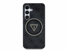 Guess Pouzdro 4G Glitter Triangle Buttons MagSafe pro Samsung Galaxy S25 Plus černé