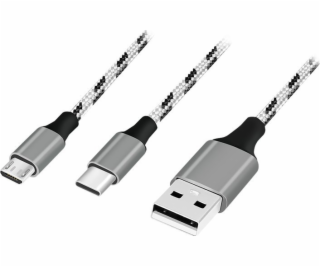 LogiLink Kabel USB 2.0 A/M na micro USB + USB-C, 1,2 m