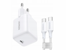 NABÍJEČKA UGREEN X513 30 W GAN 1X USB-C + KABEL USB-C 1 M – BÍLÁ