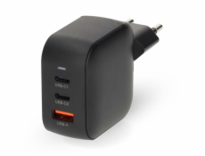 NEDIS síťová nabíječka/ 70 W/ PD 3.0/ rychlé nabíjení/ 1.5 / 2.25 / 2.5 / 3.0 / 3.5 A/ USB-A/ 2x USB-C/ černá