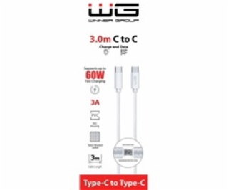 WG - Datový kabel Type-C na Type-C, 3 metry, 3A, 60W, bílá