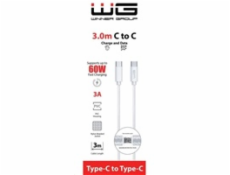 WG - Datový kabel Type-C na Type-C, 3 metry, 3A, 60W, bílá