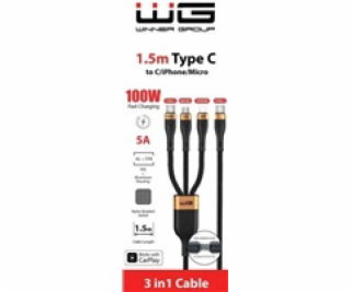 WG - Datový kabel 3v1 Type-C na Type-C na Lightning na Mi...