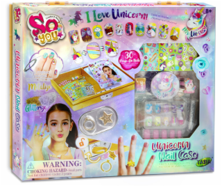 TASIA - Sada 30 nalepovacích nehtů s jednorožcem a třpytkami