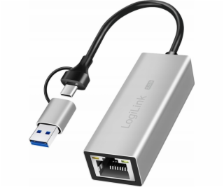 LogiLink Adaptér USB-A/-C na 2,5G Ethernet, šedý