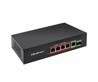 Qoltec PŘEPÍNAČ RYCHLÝ ETHERNET PoE síťový přepínač 4x RJ...
