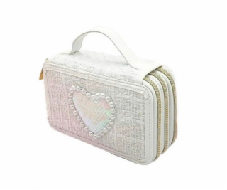 Nice Tvídový penál, 3 úrovně, bílý