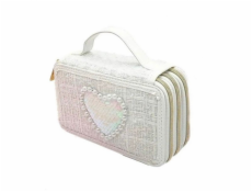 Nice Tvídový penál, 3 úrovně, bílý