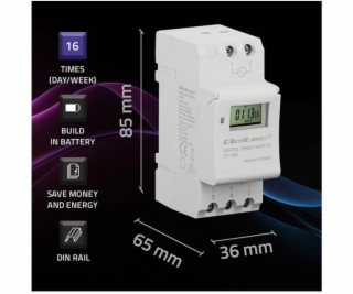 Elektronický časovač TIMER na DIN lištu s vestavěnou bate...