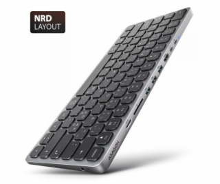 AXAGON Klávesnice HMC-KB-NRD s USB-C 5 Gb/s a 9v1 multipo...