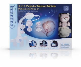 B-kids Infantino Hudební mobil 3 v 1 pudrově růžová