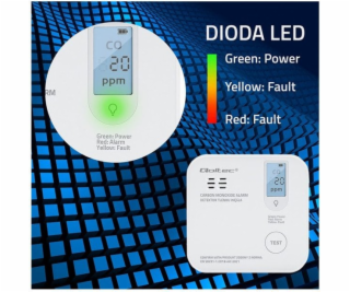 Qoltec Czujnik tlenku węgla z baterią | alarm 85dB | LED