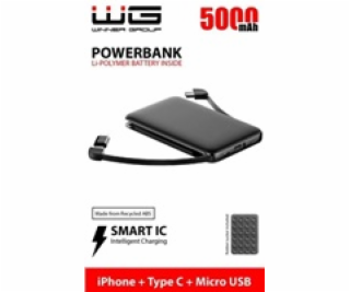 WG - Power Bank 5000 mAh, kabel Micro USB + Type-C + adap...