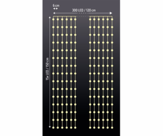 Solight LED vánoční závěs okenní, stříbrný, 300x mini LED...