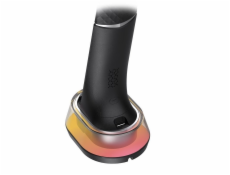 IMMAX LED stolní lampička CORELLA/ Qi nabíjení/ 7W/ 5V/2,1 A/ RGB podsvícení/ stmívatelná/ USB/ černá + stříbrné prvky