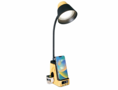 IMMAX LED stolní lampička IDEAL/ Qi nabíjení/ CCT/ 8W/ 800lm/ budík s hodinami/ světlé dřevo/černá